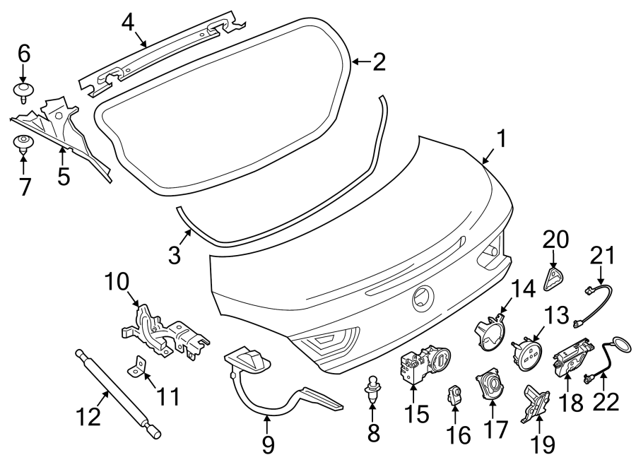 TRUNK LID. LID & COMPONENTS.