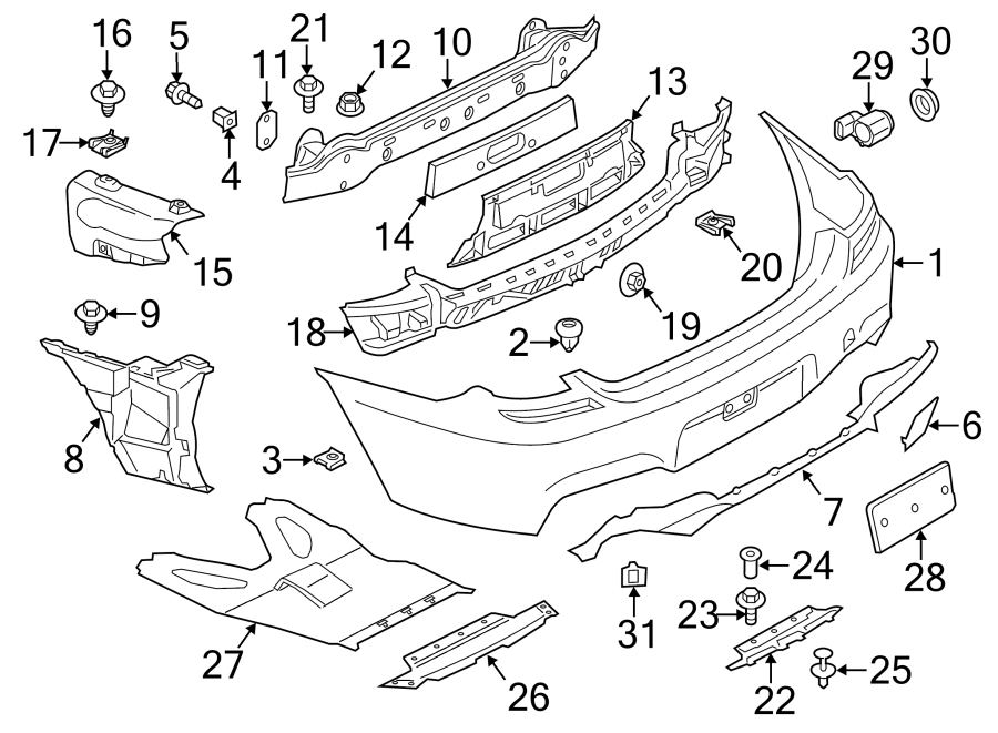 REAR BUMPER. BUMPER & COMPONENTS.