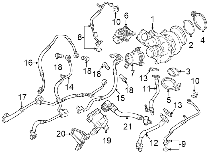 18Turbocharger & components.https://images.simplepart.com/images/parts/motor/fullsize/1934300.png