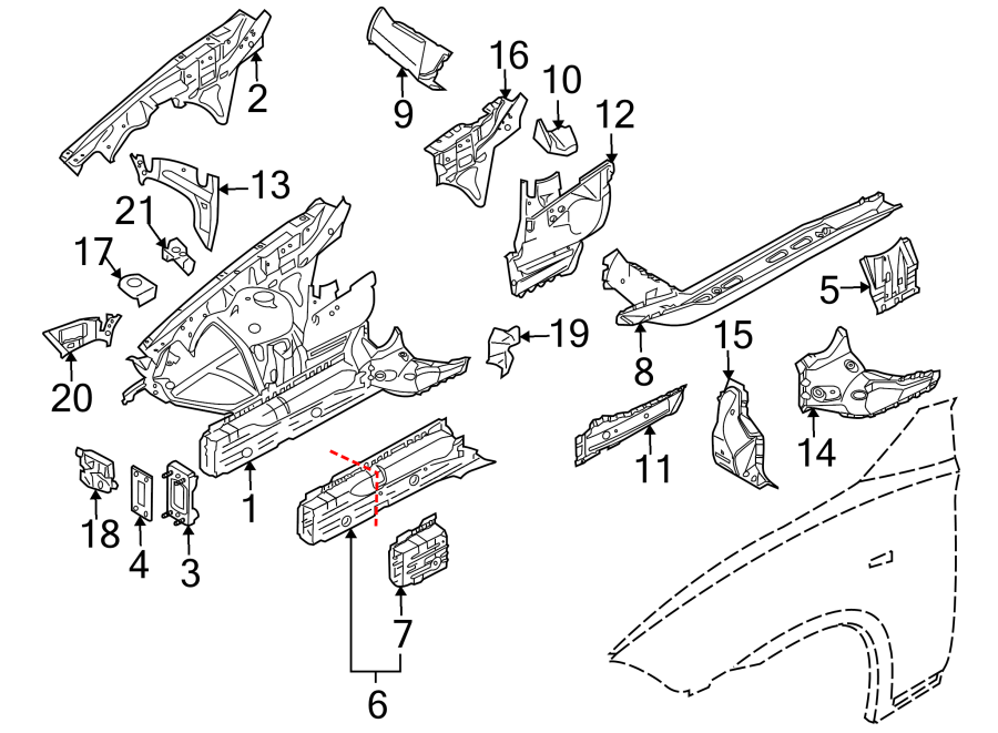 FENDER. STRUCTURAL COMPONENTS & RAILS.