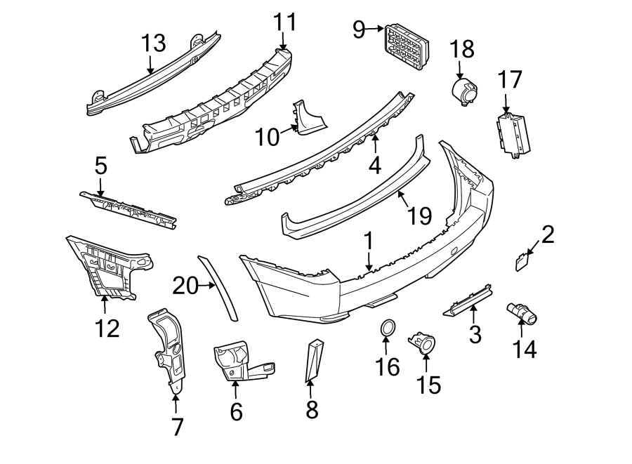 REAR BUMPER. BUMPER & COMPONENTS.