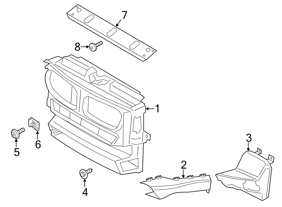 8RADIATOR SUPPORT. AIR INTAKE.https://images.simplepart.com/images/parts/motor/fullsize/1936065.png