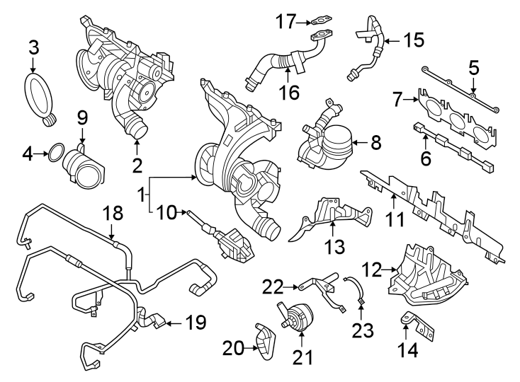 18Turbocharger & components.https://images.simplepart.com/images/parts/motor/fullsize/1938333.png