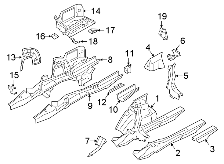 Rear body & floor. Floor & rails.