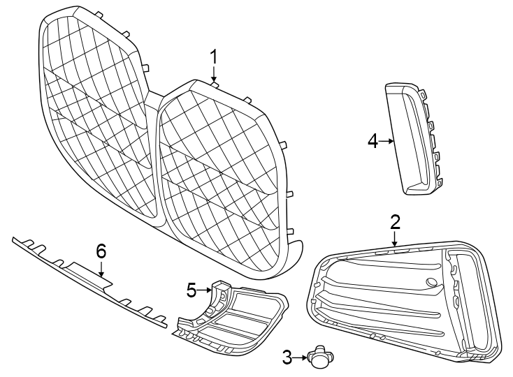 3Front bumper & grille. Grille & components.https://images.simplepart.com/images/parts/motor/fullsize/1939035.png