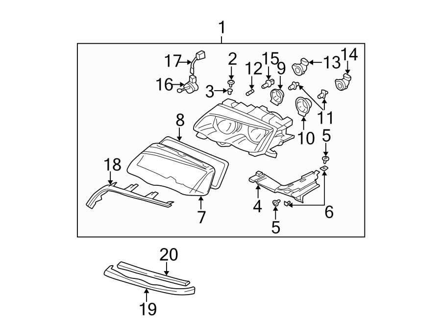 15Front lamps. Headlamp components.https://images.simplepart.com/images/parts/motor/fullsize/1941040.png