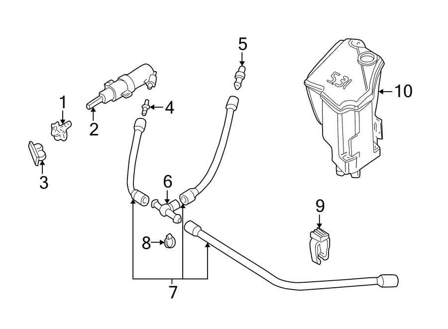 FRONT LAMPS. WASHER COMPONENTS.