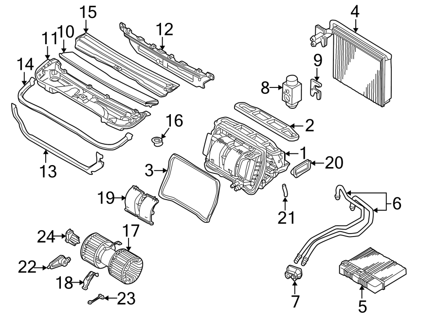 10Air conditioner & heater. Evaporator & heater components.https://images.simplepart.com/images/parts/motor/fullsize/1941130.png