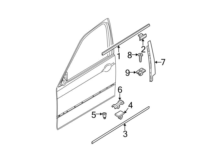 7FRONT DOOR. EXTERIOR TRIM.https://images.simplepart.com/images/parts/motor/fullsize/1941485.png