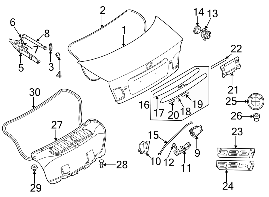 25TRUNK LID. EXTERIOR TRIM. INTERIOR TRIM. LID & COMPONENTS.https://images.simplepart.com/images/parts/motor/fullsize/1941620.png