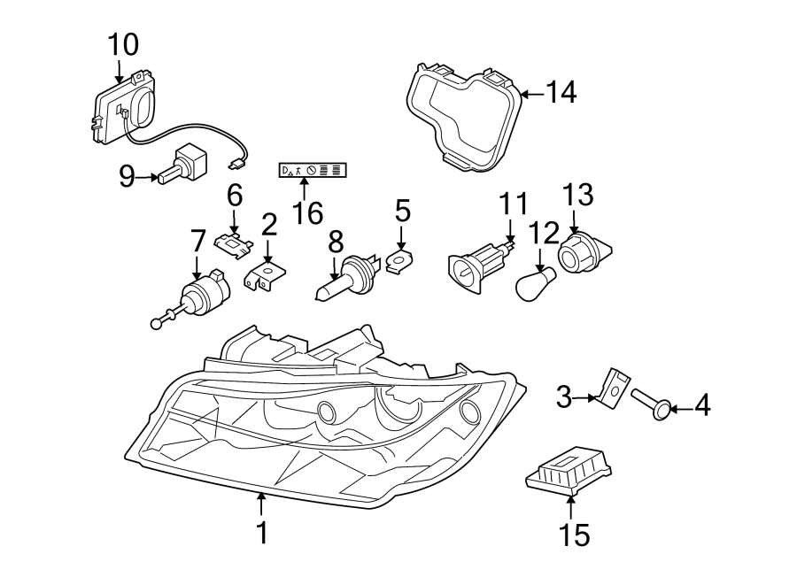 FRONT LAMPS. HEADLAMP COMPONENTS.