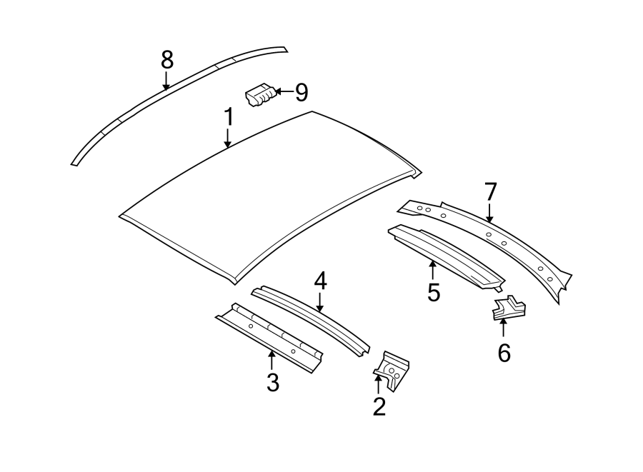 9EXTERIOR TRIM. ROOF & COMPONENTS.https://images.simplepart.com/images/parts/motor/fullsize/1942435.png