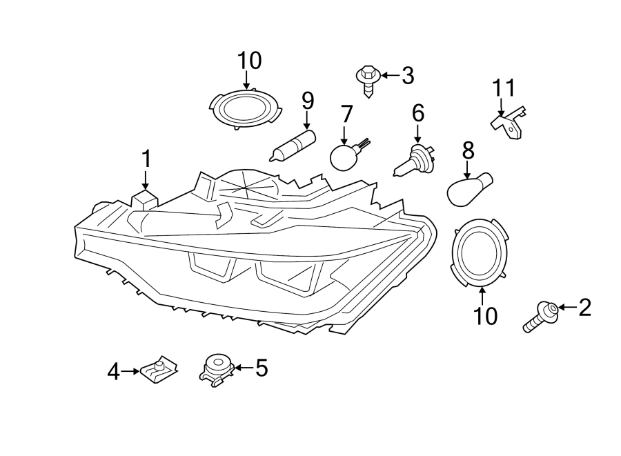 FRONT LAMPS. HEADLAMP COMPONENTS.