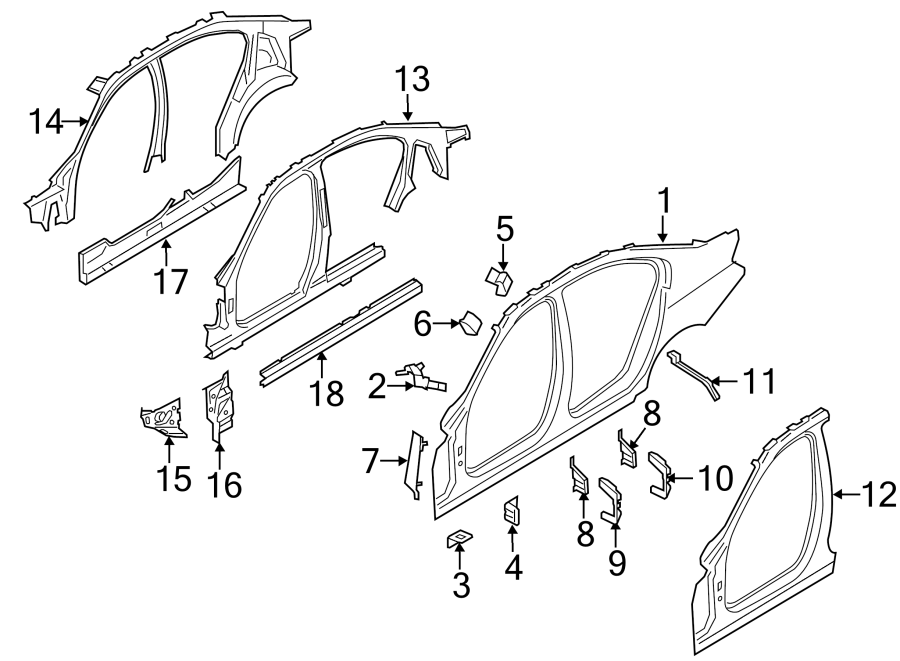 14Pillars. Rocker & floor. Hinge pillar. Uniside.https://images.simplepart.com/images/parts/motor/fullsize/1943515.png