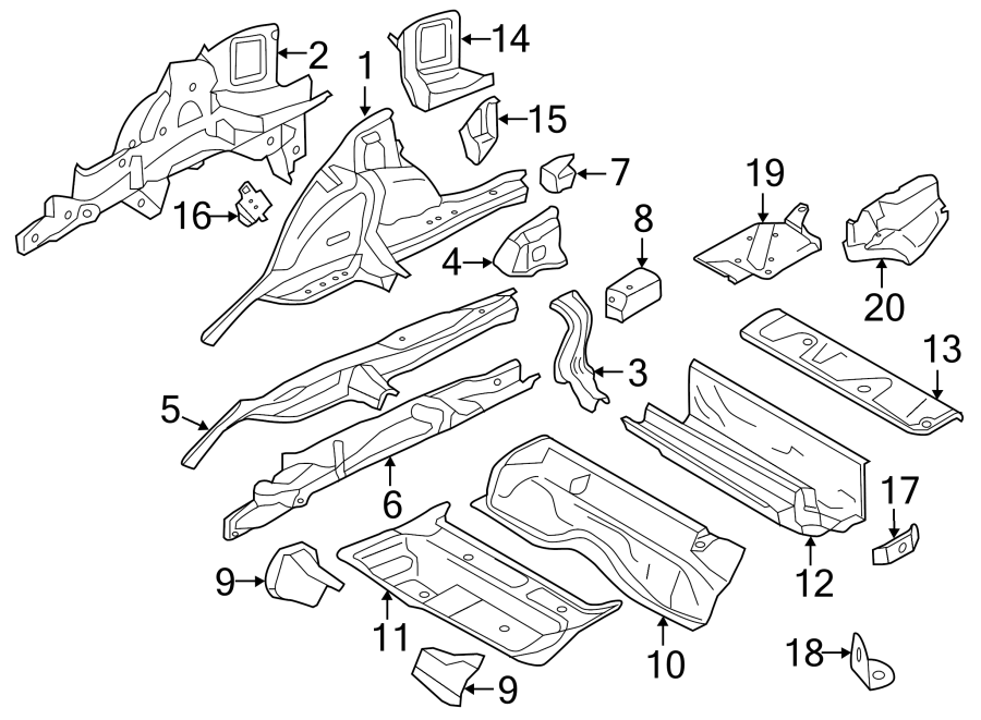 REAR BODY & FLOOR. FLOOR & RAILS.