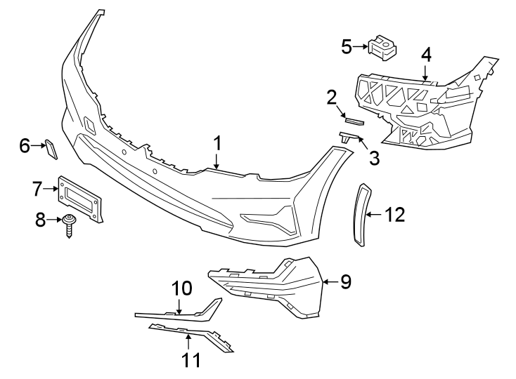 12FRONT BUMPER & GRILLE. BUMPER & COMPONENTS.https://images.simplepart.com/images/parts/motor/fullsize/1944005.png