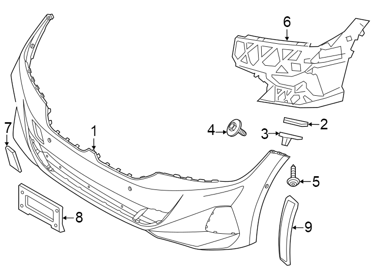 9Front bumper & grille. Bumper & components.https://images.simplepart.com/images/parts/motor/fullsize/1944008.png