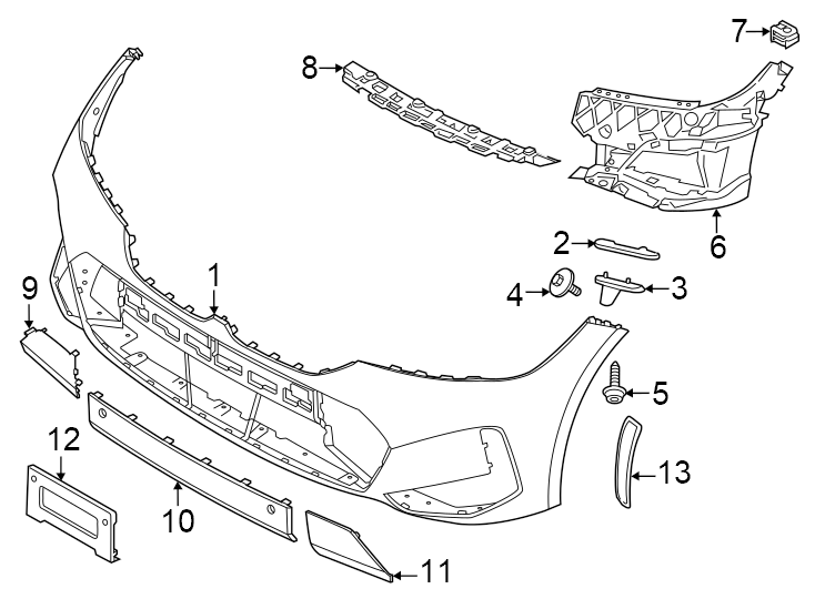 13Front bumper & grille. Bumper & components.https://images.simplepart.com/images/parts/motor/fullsize/1944037.png