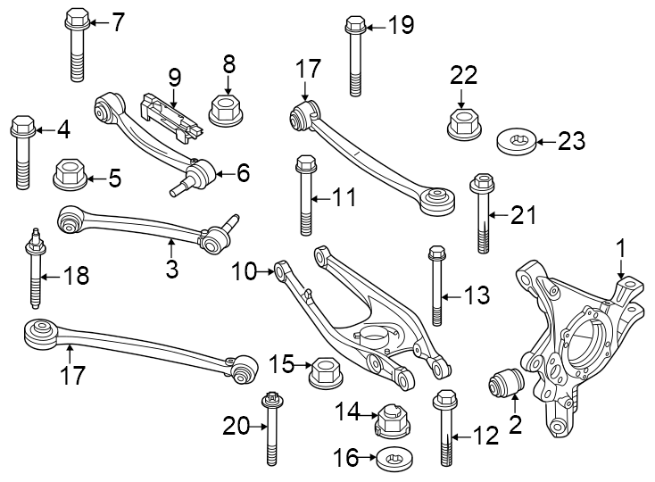 23Rear suspension. Suspension components.https://images.simplepart.com/images/parts/motor/fullsize/1944632.png