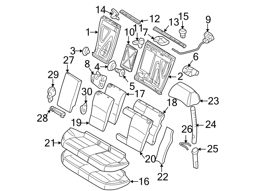 SEATS & TRACKS. REAR SEAT COMPONENTS.