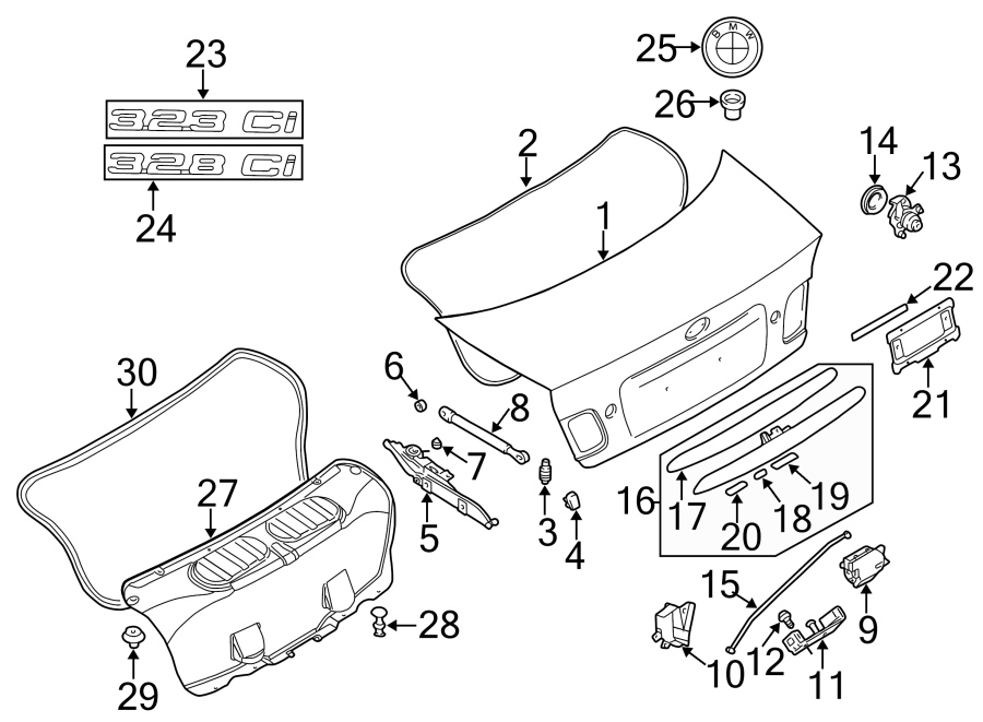 25TRUNK LID. EXTERIOR TRIM. INTERIOR TRIM. LID & COMPONENTS.https://images.simplepart.com/images/parts/motor/fullsize/1945620.png