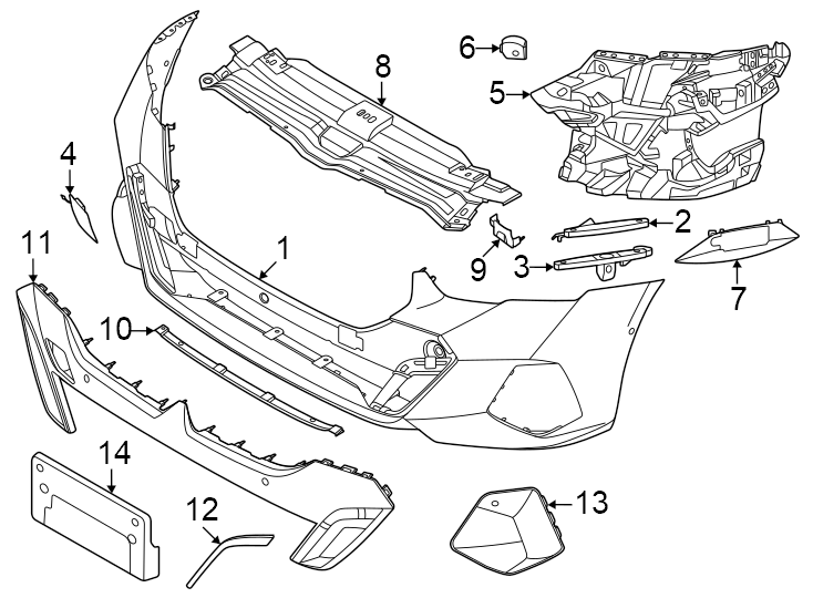 9Bumper cover & trim. Lower. Upper. W/M sport trim.https://images.simplepart.com/images/parts/motor/fullsize/1947025.png