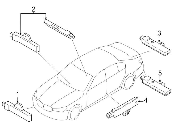 2Center console. Front bumper. Keyless entry components. Rear bumper. Side sill. Trunk floor.https://images.simplepart.com/images/parts/motor/fullsize/1947185.png