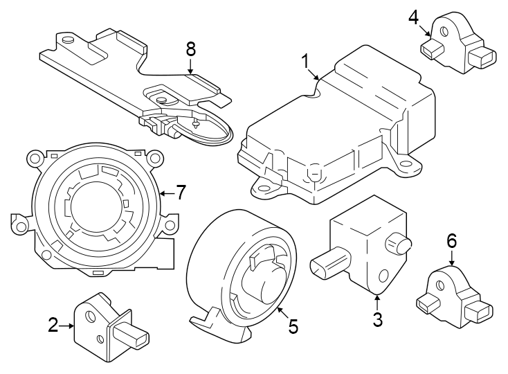 3B-pillar. Bumper side. Front door. Grille. Modules & sensors. W/ADAPTIVE suspension. W/HANDS free drv. W/O adaptive suspension. W/O hands free drv.https://images.simplepart.com/images/parts/motor/fullsize/1947420.png