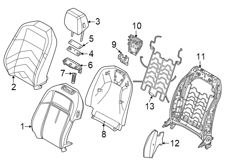 5Seat back components. Burgundy. Type 1. Type 2. W/MEMORY. W/MERINO leather. W/O memory. W/O merino leather. W/O ventilated seats. W/VENTILATED seats.https://images.simplepart.com/images/parts/motor/fullsize/1947445.png