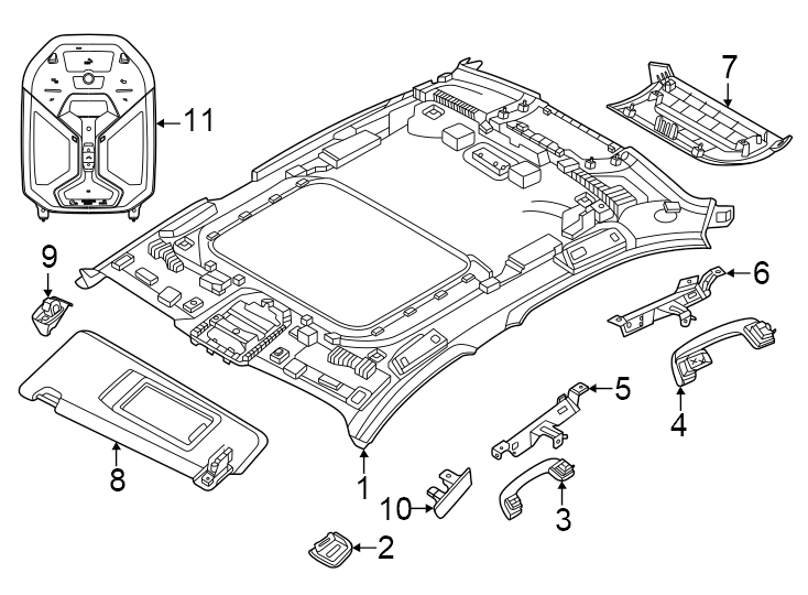 9Front. Microphone. Rear. W/O panoramic roof.https://images.simplepart.com/images/parts/motor/fullsize/1947485.png