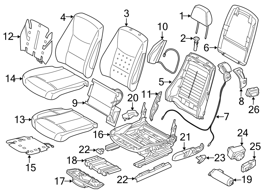 SEATS & TRACKS. DRIVER SEAT COMPONENTS.