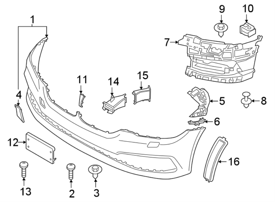 16FRONT BUMPER & GRILLE. BUMPER & COMPONENTS.https://images.simplepart.com/images/parts/motor/fullsize/1952005.png