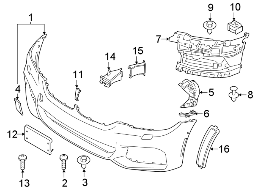 16FRONT BUMPER & GRILLE. BUMPER & COMPONENTS.https://images.simplepart.com/images/parts/motor/fullsize/1952030.png