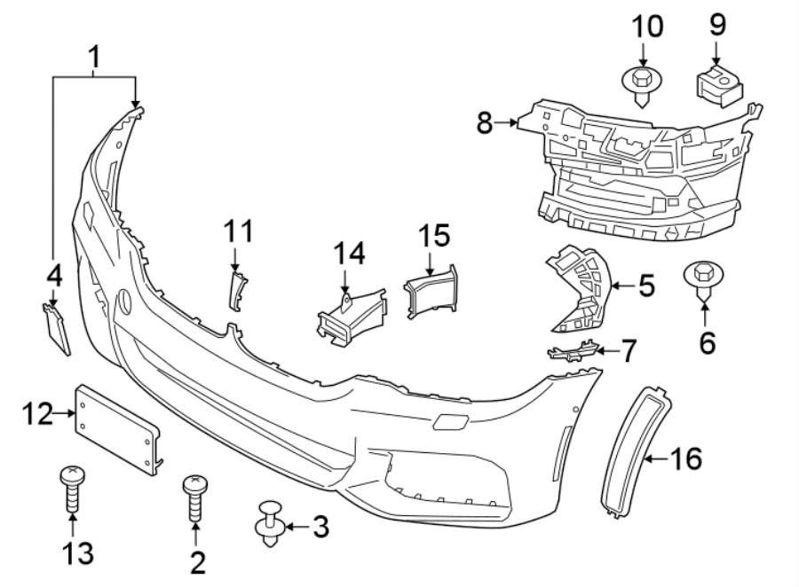 16FRONT BUMPER & GRILLE. BUMPER & COMPONENTS.https://images.simplepart.com/images/parts/motor/fullsize/1952032.png