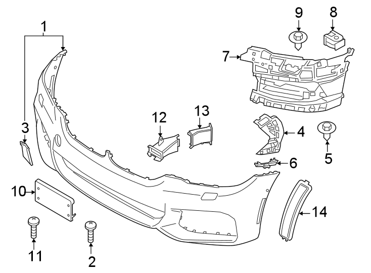 14Front bumper & grille. Bumper & components.https://images.simplepart.com/images/parts/motor/fullsize/1952033.png