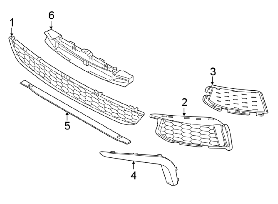 6FRONT BUMPER & GRILLE. GRILLE & COMPONENTS.https://images.simplepart.com/images/parts/motor/fullsize/1952045.png