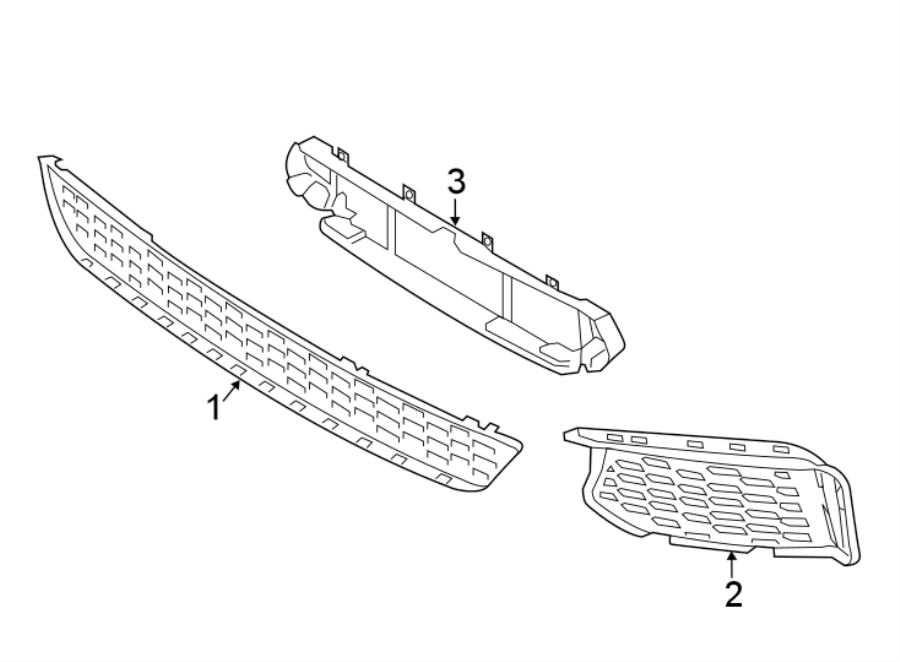 3FRONT BUMPER & GRILLE. GRILLE & COMPONENTS.https://images.simplepart.com/images/parts/motor/fullsize/1952047.png