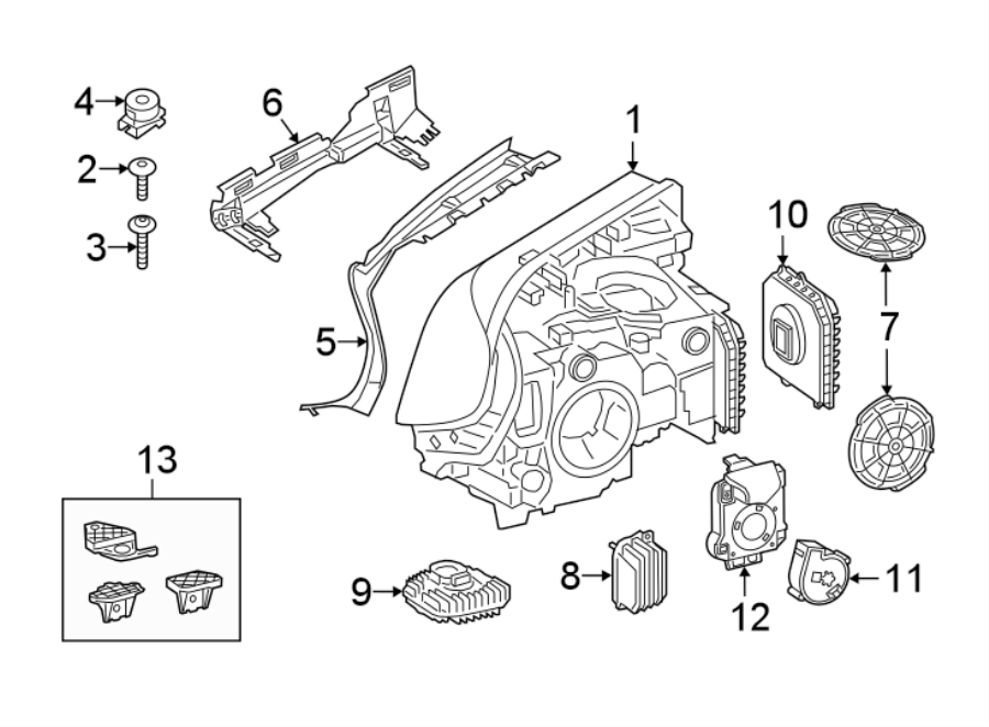 FRONT LAMPS. HEADLAMP COMPONENTS.