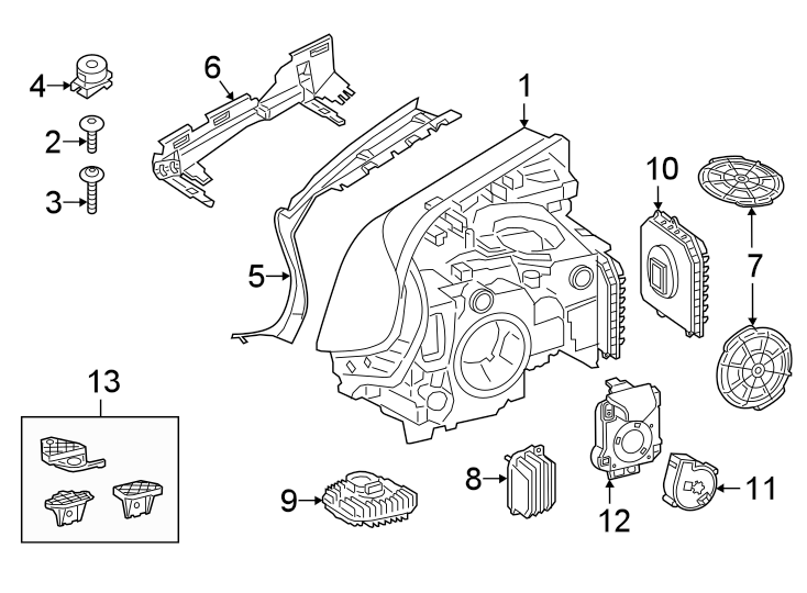 Front lamps. Headlamp components.