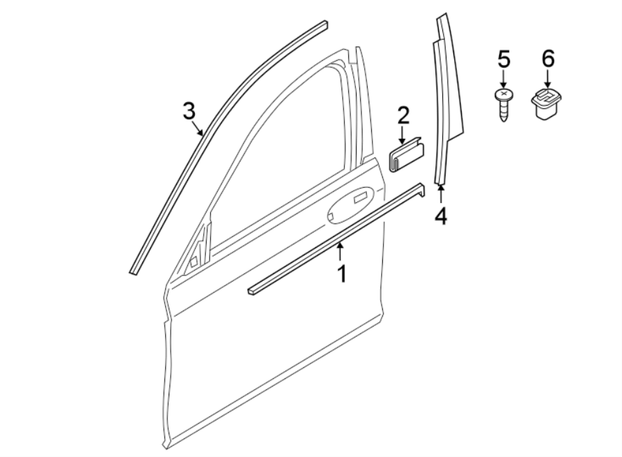 FRONT DOOR. EXTERIOR TRIM.