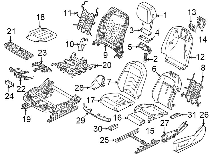 30Burgundy. Front. Inner. Leatherette. Outer. Rear. W/O luxury package.https://images.simplepart.com/images/parts/motor/fullsize/1953580.png