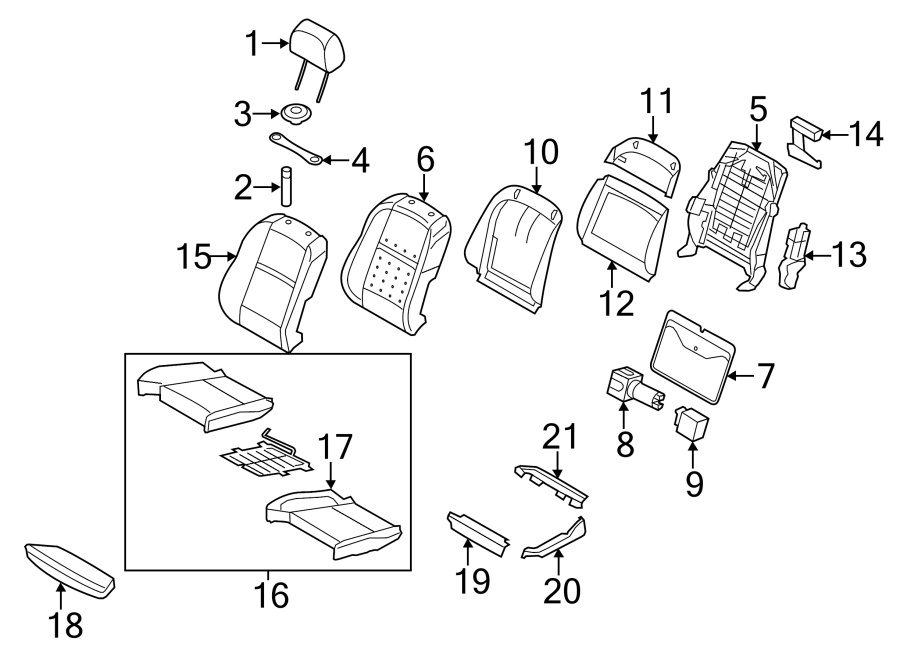 SEATS & TRACKS. FRONT SEAT COMPONENTS.