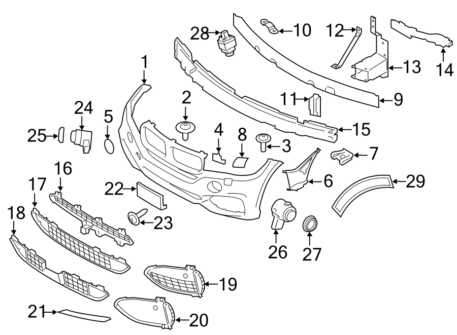 26FRONT BUMPER & GRILLE. BUMPER & COMPONENTS.https://images.simplepart.com/images/parts/motor/fullsize/1957015.png