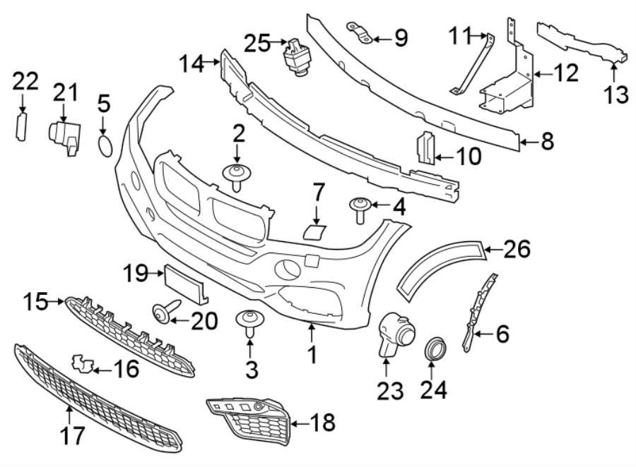 23FRONT BUMPER & GRILLE. BUMPER & COMPONENTS.https://images.simplepart.com/images/parts/motor/fullsize/1957021.png