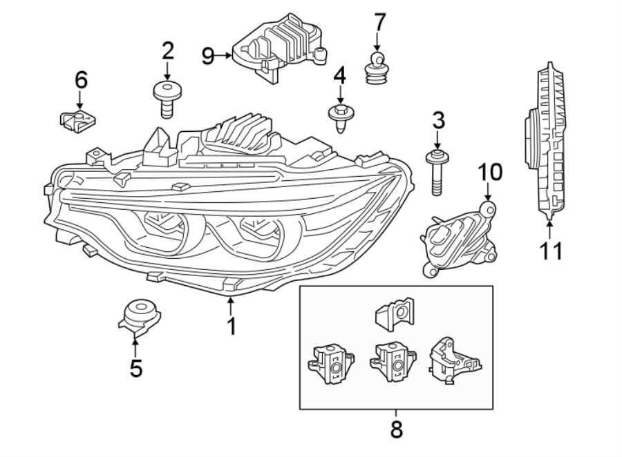 11FRONT LAMPS. HEADLAMP COMPONENTS.https://images.simplepart.com/images/parts/motor/fullsize/1958062.png