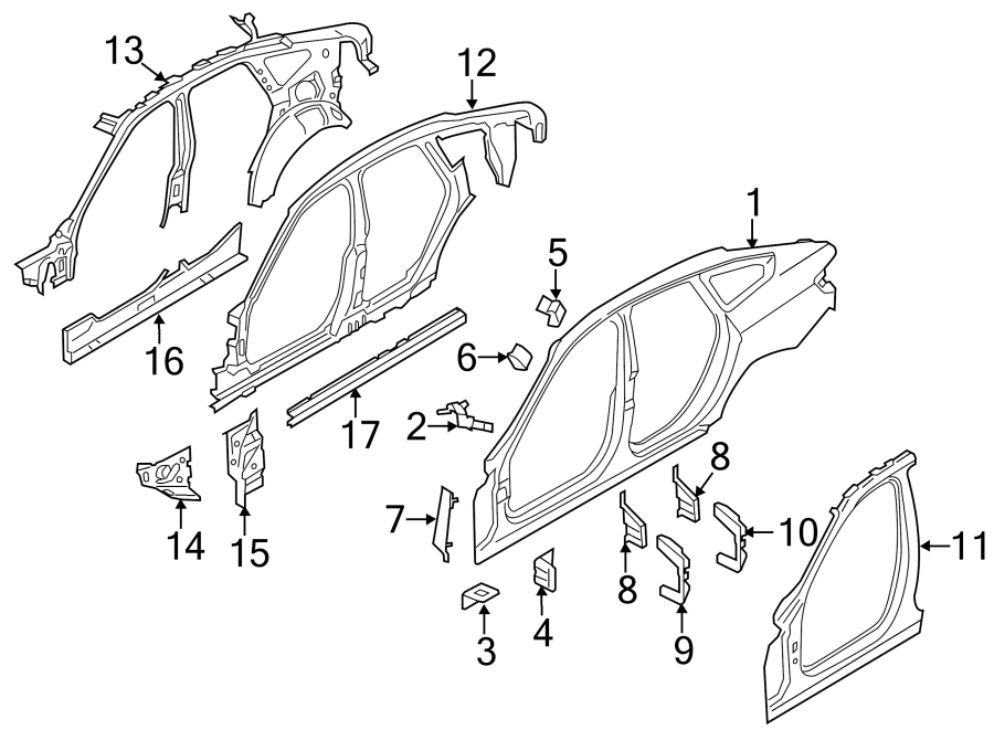 12Pillars. Rocker & floor. Hinge pillar. Uniside.https://images.simplepart.com/images/parts/motor/fullsize/1958615.png