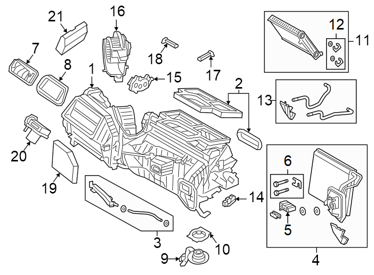 2Air conditioner & heater. Evaporator & heater components.https://images.simplepart.com/images/parts/motor/fullsize/1959093.png