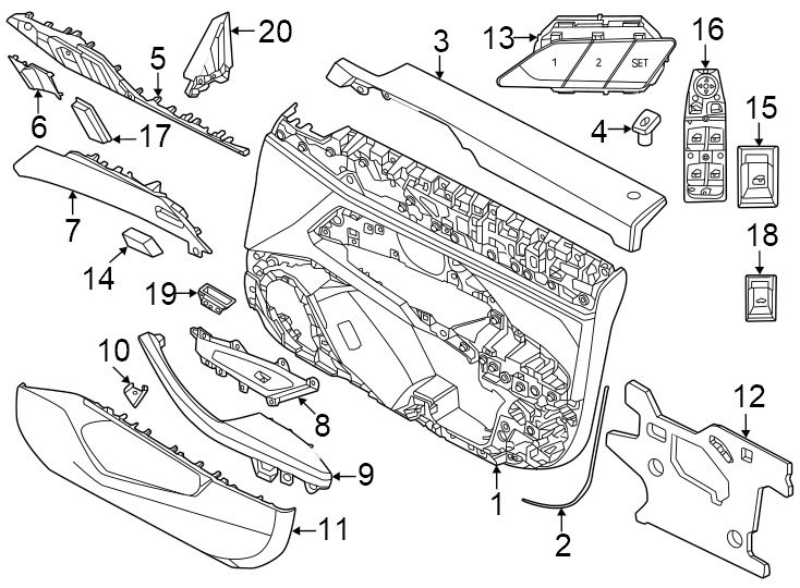 13Front door. Interior trim.https://images.simplepart.com/images/parts/motor/fullsize/1959570.png