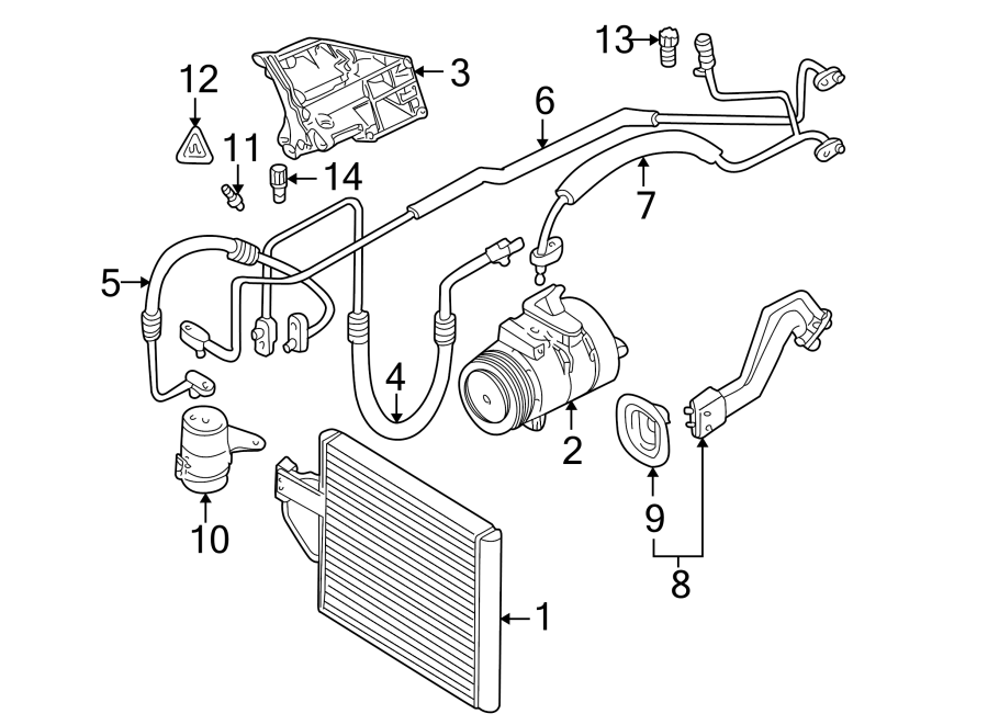 14AIR CONDITIONER & HEATER. COMPRESSOR & LINES. CONDENSER.https://images.simplepart.com/images/parts/motor/fullsize/1960070.png