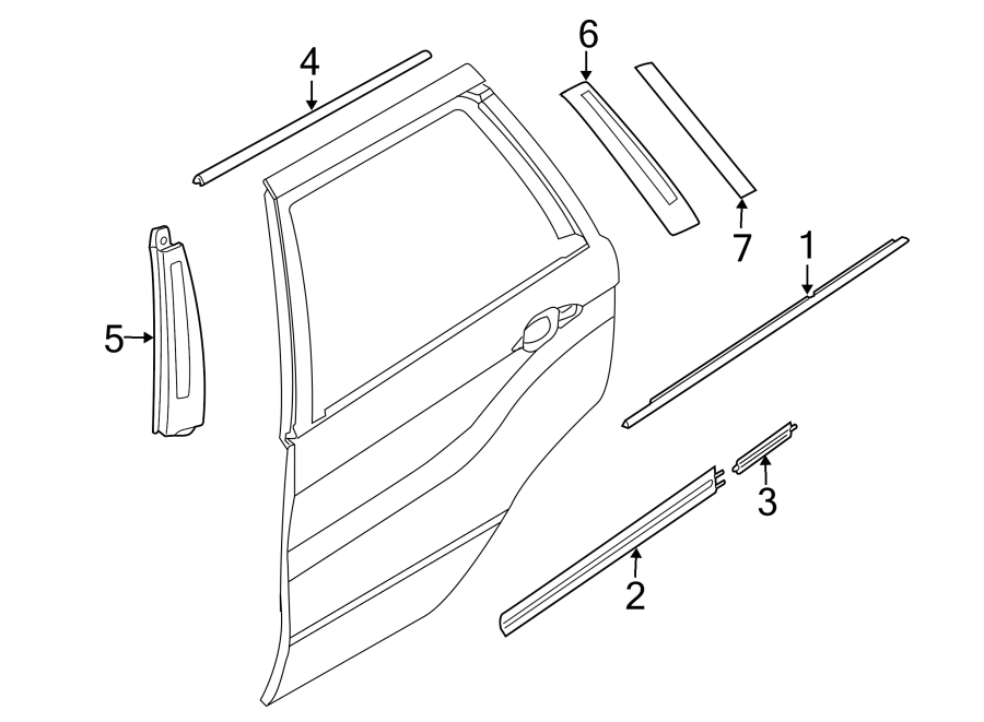 REAR DOOR. EXTERIOR TRIM.